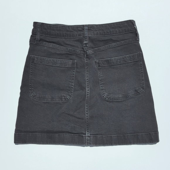 Madewell High Waisted Black Wash Button Front A-Line Denim Jean Mini Skirt 25 - Picture 9 of 11